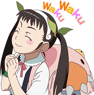 😮 b270196a Waku Waku anime, happy, girl, cute whatsapp sticker