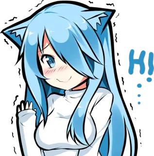 ✋ 9c7a064e Hi! Anime, Mèo gái, Dễ thương, Kawaii, Lời chào telegram sticker
