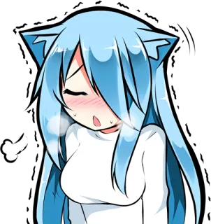 😤 a427303d Anime, cô gái mèo, dễ thương, Manga, Kawaii, tóc xanh telegram sticker