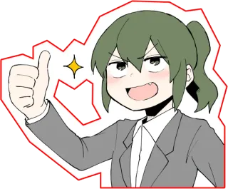 👍 96a27261 Anime, Fille, Pouce levé, Positif, Mignon, Approbation telegram sticker