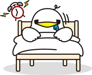 😴 a7c697e0 despertador, dibujos animados, pato, cama, dormilón, lindo telegram sticker