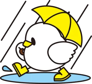 ☔ adbb7c1a pato, paraguas, lluvia, botas, amarillo, dibujos animados, lindo, agua telegram sticker