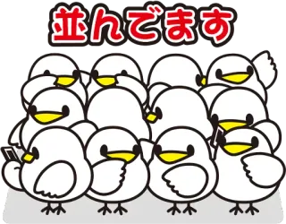 📱 f1825b46 並んでます pájaros, lindo, animales, cola, haciendo cola telegram sticker