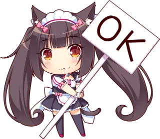 ⭕ 05a08d22 OK Anime, Katzenmädchen, Okay, Süß, Chibi whatsapp sticker