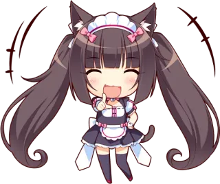 😆 1558424e Anime-Mädchen, Chibi, Katzenohren, Maid, Süß, Kawaii whatsapp sticker