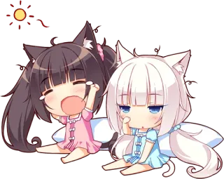 😪 3f2ddf4f Chibi, Katzenmädchen, Anime, verschlafen, Kawaii whatsapp sticker