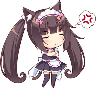 😠 402f8339 Anime, Katzenmädchen, wütend, Chibi, Maid, süß whatsapp sticker
