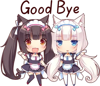 👋 60ccc1c3 Good Bye Anime, Catgirl, Maid, Abschied, Chibi whatsapp sticker