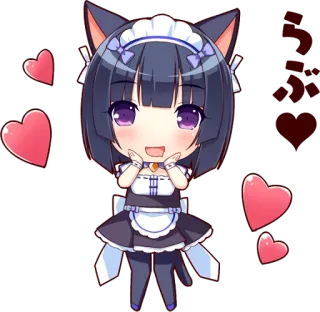 😍 c093af82 Anime, Katzenmädchen, Maid, Herzen, Süß whatsapp sticker