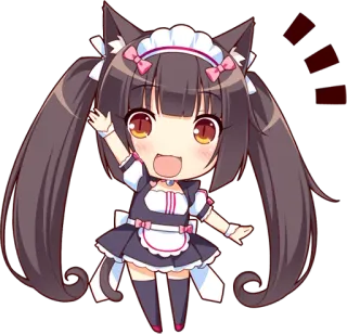 👋 e6fad82b Chocola Nekopara Anime, Katzenmädchen, Kawaii, Maid, Chibi whatsapp sticker