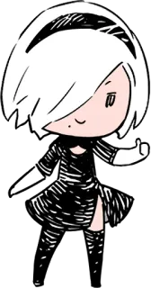 👍 19738c2f 2B Nier: Automata anime, video game, character, android, 2B telegram sticker