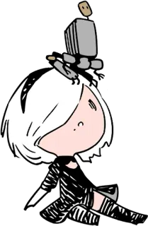 🙄 67e8c24c 2B Nier: Automata nier, automata, 2b, android, video game, chibi telegram sticker