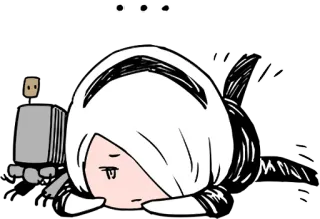 😞 d30662b1 2B Nier: Automata anime, video game, android, sad, robot, 2B telegram sticker