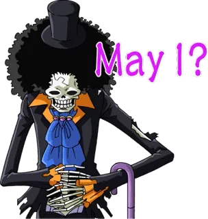 🙏 c01e13f6 Brook One Piece May I? Anime, Bộ xương, Quý ông, Lịch sự, One Piece, Brook telegram sticker