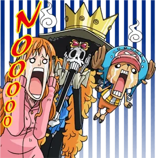 😨 c0377c01 Nami, Brook, Chopper One Piece NOOOOO anime, one piece, nami, brook, chopper, khóc, sợ hãi telegram sticker