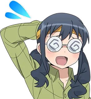 💧 09d6ca06 Anime, Cartoon, Verwirrt, Brille, Schockiert, Mädchen telegram sticker