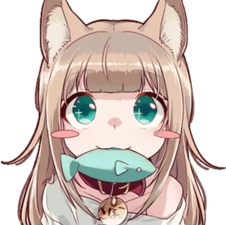 🙂 117096e3 kocia dziewczyna, anime, kawaii, słodkie, manga, ryba, neko telegram sticker