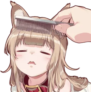 ☺️ 9d83c036 Catgirl, Anime, Zwierzę, Pielęgnacja, Grzebień, Słodkie telegram sticker