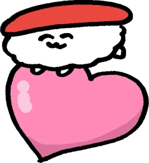 ❤ cfd1cad1 Sushi, Serce, Jedzenie, Kawaii, Słodkie, Kreskówka telegram sticker