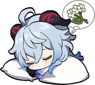 😴 04b586dc Ganyu Genshin Impact Anime, Schläfrig, Niedlich, Fantasy, Spiel, Genshin Impact, Ganyu, Blume telegram sticker