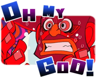😱 0fd3e44e OH MY GOD! enojado, impactado, dibujos animados, exclamación, rojo telegram sticker