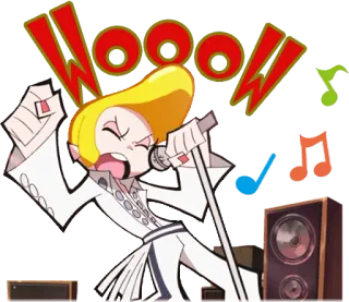 💪 22be841c WOOO!! canto, música, dibujos animados, altavoz, actuación telegram sticker