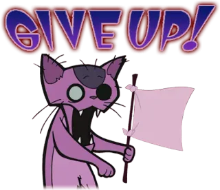 🏳️ 32688885 GIVE UP! gato, rendirse, bandera blanca, dibujos animados, derrota, rendición telegram sticker