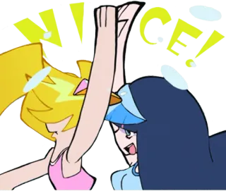 👏 380eb830 Panty and Stocking Panty & Stocking with Garterbelt NICE! Anime, Choca esos cinco, Dibujos animados, Divertido, Lindo telegram sticker