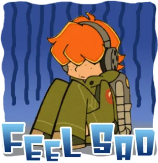 😵 769134e6 FEEL SAD triste, sentimiento, dibujos animados, personaje telegram sticker
