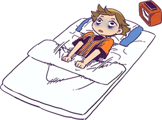 😨 32162d06 疲惫, 睡觉, 床, 卡通, 动漫, 困倦 telegram sticker