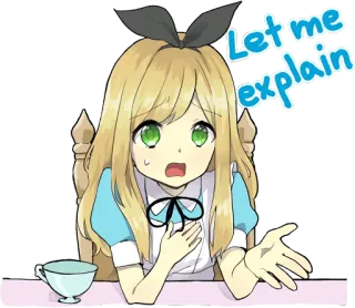 😦 08286a6d Let me explain Anime, Ragazza, Kawaii, Spiegare, Cartone animato, Personaggio, Bionda whatsapp sticker