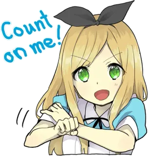 😃 3588742e Count on me! Anime, Ragazza, Fidati di me, Amichevole, Carino whatsapp sticker