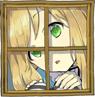 🙃 a46a9b26 Anime, Ragazza, Finestra, Sbirciare, Personaggio whatsapp sticker