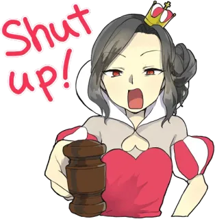 😠 d4c045a0 Shut up! stai zitto, regina, arrabbiato, cartone animato, martelletto whatsapp sticker