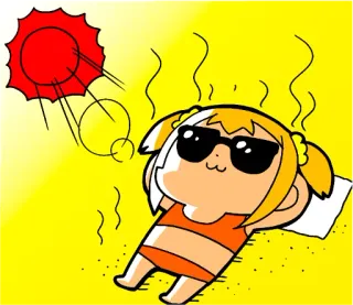 ⛱ eed075bf Anime, Plage, Été, Dessin animé, Lunettes de soleil, Bain de soleil, Bronzage, Bikini telegram sticker