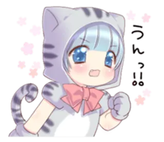 🤩 29700c7b おめでとう кот, аниме, каваий, праздник, милый, блестящий, счастливый telegram sticker