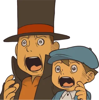 😱 05c2ae71 Professor Layton professor layton, panika, reakcja, gra, postacie whatsapp sticker