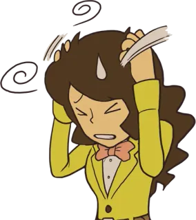 😣 453e3c85 zaniepokojony, zestresowany, sfrustrowany, kreskówka, postać, brązowe włosy whatsapp sticker