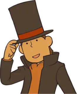 👋 4c5a5230 Professor Layton Professor Layton series Profesor Layton, Detektyw, Postać z gry, Cylinder, Anime, Puzzle, Tajemnica whatsapp sticker
