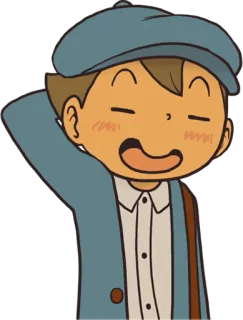 😜 6bb31026 Professor Layton Profesor Layton, postać, gra, przygoda, kapelusz, uśmiech whatsapp sticker