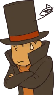😓 c36a1ccb Professor Layton Profesor Layton, Gra wideo, Kreskówka, Puzzle, Cylinder, Detektyw whatsapp sticker