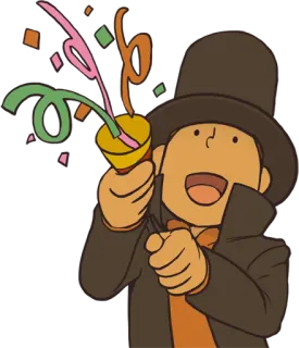 🎊 d49d393d Professor Layton Profesor Layton, Anime, Święto, Impreza, Konfetti whatsapp sticker