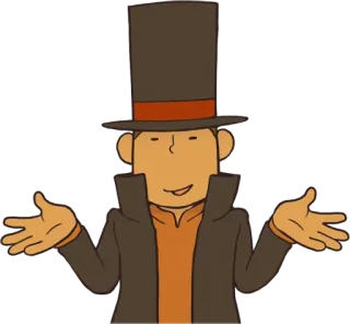 🤷‍♀️ e36f0948 Professor Layton Profesor Layton, Postać z gry, Cylinder, animowany whatsapp sticker