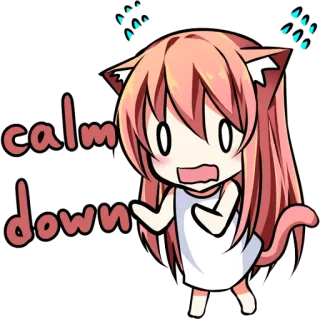 😰 30b71637 calm down Anime, Catgirl, Manga, Beruhig dich, Kawaii, Süß telegram sticker