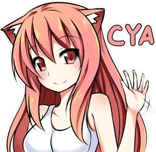 👋 5f44979e CYA Anime, Manga, Katzenmädchen, Abschied, Auf Wiedersehen, Winken telegram sticker