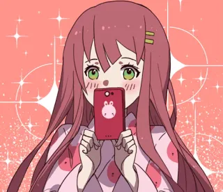 😳 0214b06e Anime, Gadis, Lucu, Kartun, Telepon, Kawaii whatsapp sticker