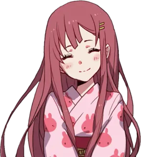 ☺️ 28841144 Anime, Kawaii, Gadis, Merah Muda, Lucu, Kimono, Kelinci whatsapp sticker