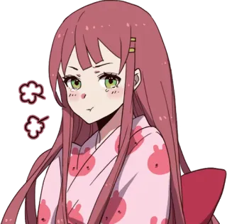 😤 43a63783 anime, gadis, karakter, rambut panjang, merah muda, imut, tersipu whatsapp sticker