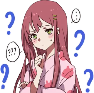 🤔 8ec724f6 anime, gadis, tanda tanya, bingung, berpikir, penasaran whatsapp sticker