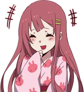 😄 9d358afa gadis anime, tersenyum, kawaii, kartun, imut, ilustrasi, merah muda whatsapp sticker